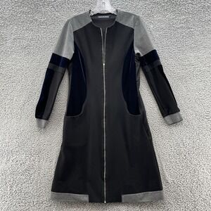 Margot Clemence Dress Womens 0 Black Blue Gray Colorblock Full Zip Avant Garde
